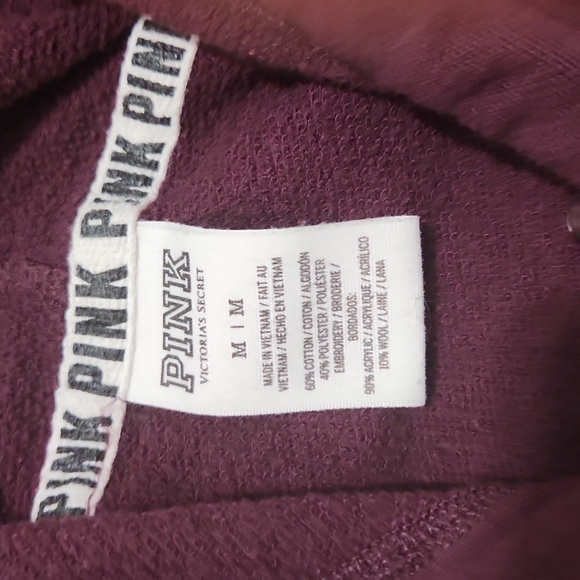 PINK Victoria’s Secret embroidered logo hoodie burgundy size medium - Picture 3 of 6